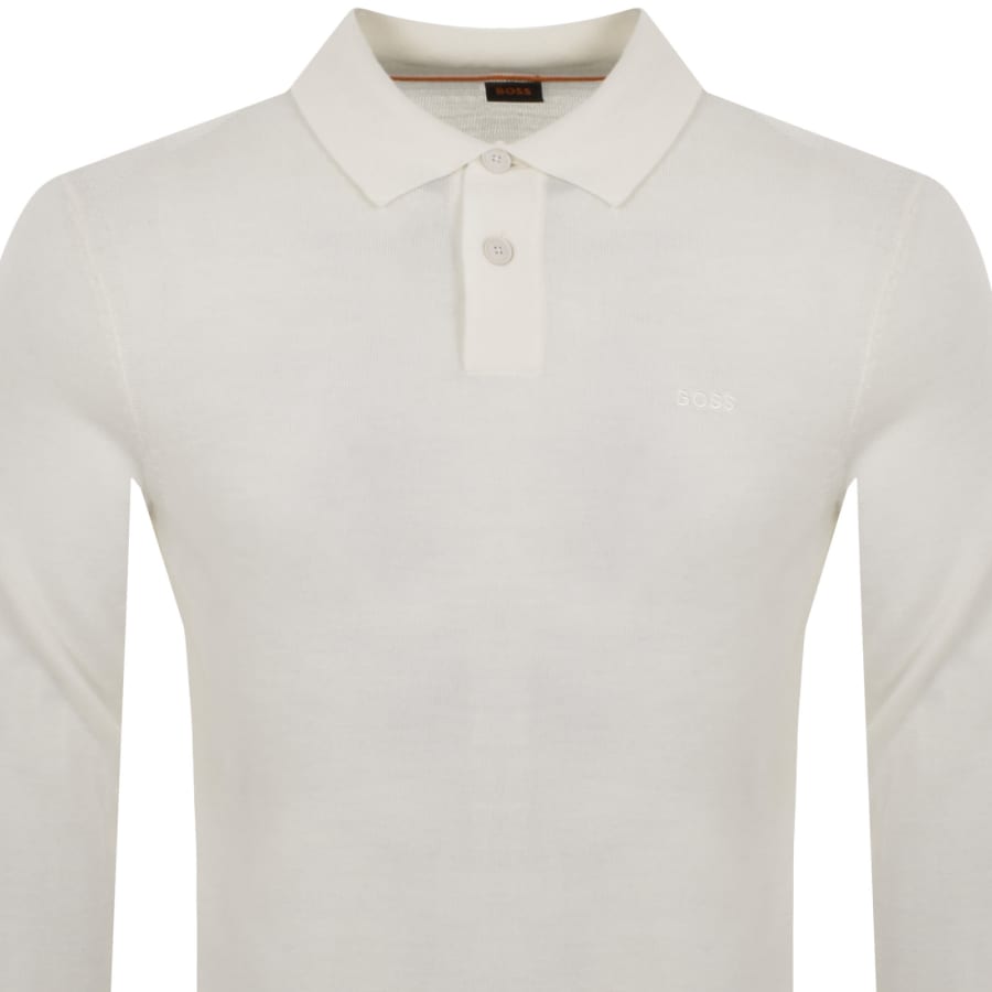 BOSS Avac Knit Polo Jumper Off White